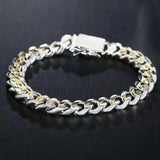 925 Sterling Silver 10MM Cuban Chain Bracelet Men Women
