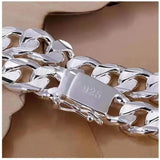 925 Sterling Silver 10MM Cuban Chain Bracelet Men Women