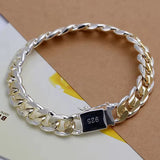925 Sterling Silver 10MM Cuban Chain Bracelet Men Women