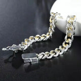 925 Sterling Silver 10MM Cuban Chain Bracelet Men Women