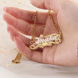 Double Layer HipHop Name Necklace Stainless Steel Heart Pendant Birthday