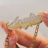 Double Layer HipHop Name Necklace Stainless Steel Heart Pendant