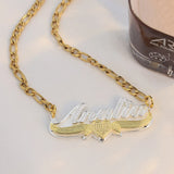 Double Layer HipHop Name Necklace Stainless Steel Heart Pendant
