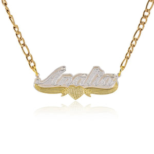 Double Layer HipHop Name Necklace Stainless Steel Heart Pendant