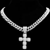 HipHop Iced Out Cuban Link Chains Necklace Bling CZ Stainless steel Pendant