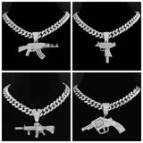 HipHop Iced Out Cuban Link Chains Necklace Bling CZ Stainless steel Pendant