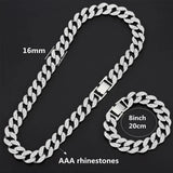 Men Chain 16/18/20/24''  Iced Cuban Link Chain Necklace Bling Jewelry