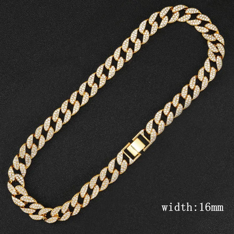 Men Chain 16/18/20/24''  Iced Cuban Link Chain Necklace Bling Jewelry
