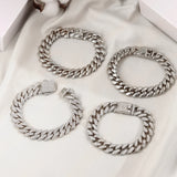 HipHop 13/14MM Prong Cuban Link Chain Bracelet Iced Out 2 Row