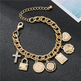 HipHop Women Cross Bracelets Camelllia Flower Tassesl Bracelets Heart Bracelet