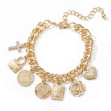 HipHop Women Cross Bracelets Camelllia Flower Tassesl Bracelets Heart Bracelet