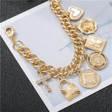 HipHop Women Cross Bracelets Camelllia Flower Tassesl Bracelets Heart Bracelet