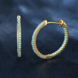 Hiphop Turquoise Stone Thin Circle Hoop Earrings Unisex Punk Jewelry