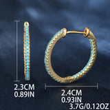 Hiphop Turquoise Stone Thin Circle Hoop Earrings Unisex Punk Jewelry