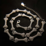 Hiphop Bone 925 Silver Chain Necklace Lab Diamond Wedding Chocker