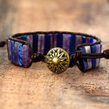 Hiphop Lapis Lazuli Quartz Leather Wrap Bracelet
