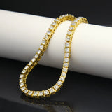 Men's Silver 1 Row Rhinestone Chain Necklace Set