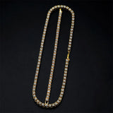 Men's Silver 1 Row Rhinestone Chain Necklace Set