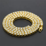 Men's Silver 1 Row Rhinestone Chain Necklace Set