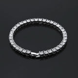 Men's Silver 1 Row Rhinestone Chain Necklace Set