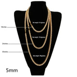 Hiphop Choker Bling Iced Out Rhinestones Necklace For Men 3mm 4mm 5mm