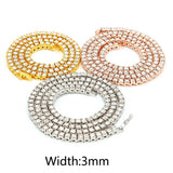 Hiphop Choker Bling Iced Out Rhinestones Necklace For Men 3mm 4mm 5mm