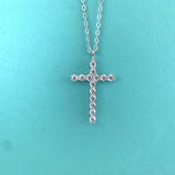 Hiphop Cross Pendant Necklace 925 Sterling Silver Diamond Clavicle Necklace