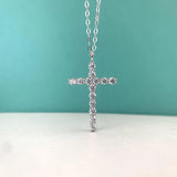 Hiphop Cross Pendant Necklace 925 Sterling Silver Diamond Clavicle Necklace
