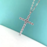 Hiphop Cross Pendant Necklace 925 Sterling Silver Diamond Clavicle Necklace