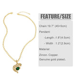 Hiphop Leopard Necklace Green Zircon Pendant Collares Gold-chain