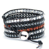 Hiphop Men's Bracelet Boho Bracciale Mixed Crystal Bangle