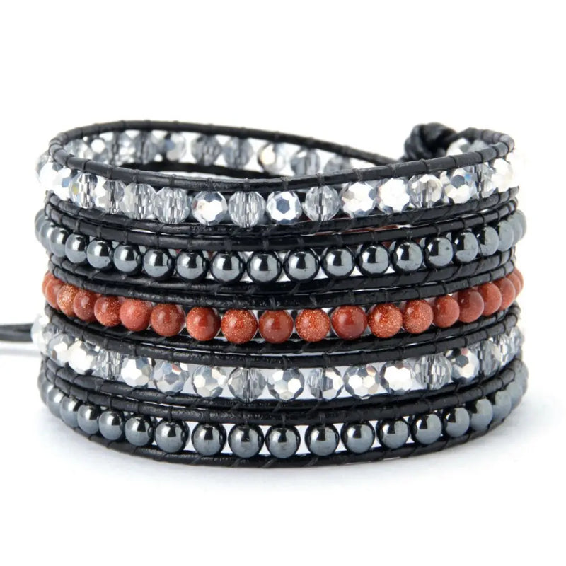 Hiphop Men's Bracelet Boho Bracciale Mixed Crystal Bangle