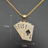 HipHop Straight Flush Pendant With Steel Chain Golden Jewelry