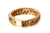 Hiphop Jewelry Chain Biker Men Link Width Steel Bracelet 15mm
