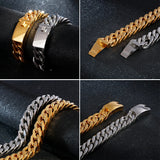 Hiphop Jewelry Chain Biker Men Link Width Steel Bracelet 15mm