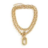 Hiphop Layered Chain with Big Pendent Necklace for Women