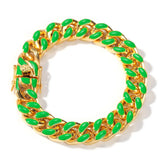 12mm Cuban Chain Bracelet Dripping Oil Green Colorful