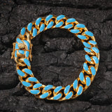 12mm Cuban Chain Bracelet Dripping Oil Green Colorful