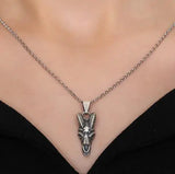 Hip-hop Punk Gothic Sheep Goat Head 925 Silver Pendant Necklace