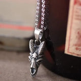 Hip-hop Punk Gothic Sheep Goat Head 925 Silver Pendant Necklace