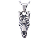 Hip-hop Punk Gothic Sheep Goat Head 925 Silver Pendant Necklace