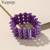 Purple Hiphop Resin Cuff Bracelet for Women Girls Boys