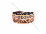 Hiphop Rock Biker Friendship Veg 2 Wraps Leather Engraved Craft Leather Bracelet