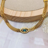Hiphop Stainless Steel Golden Devil's Eye Orchid Eye Woven Bracelet