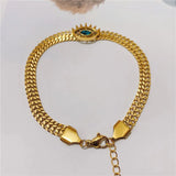 Hiphop Stainless Steel Golden Devil's Eye Orchid Eye Woven Bracelet