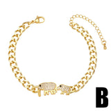 Hiphop Zircon Animal Thick Chain Bracelet for Women Men