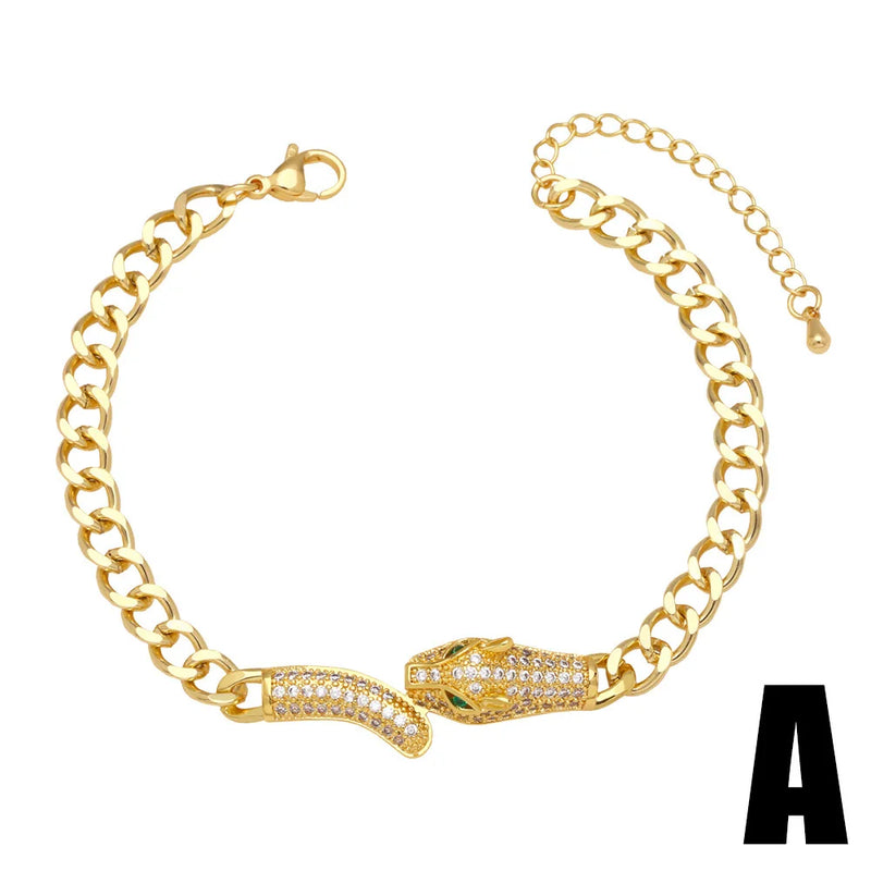 Hiphop Zircon Animal Thick Chain Bracelet for Women Men