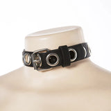 Hiphop Harajuku Punk Rok Necklace Round Hole PU Leather Choker
