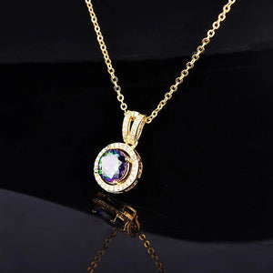 14K Yellow Necklace Amethyst Pendant for Women