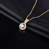 14K Yellow Necklace Amethyst Pendant for Women